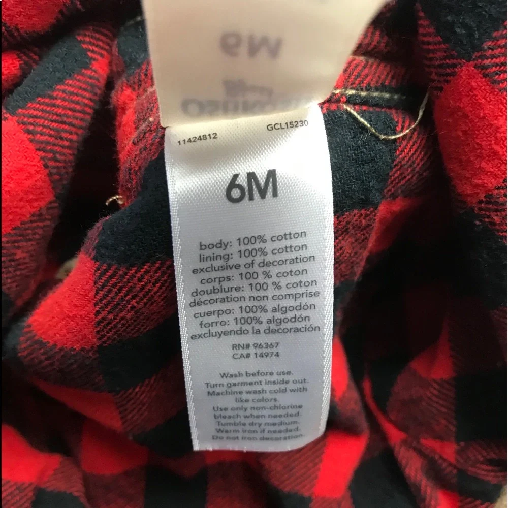 OSHKOSH BGOSH corduroy plaid lined overalls 6 M